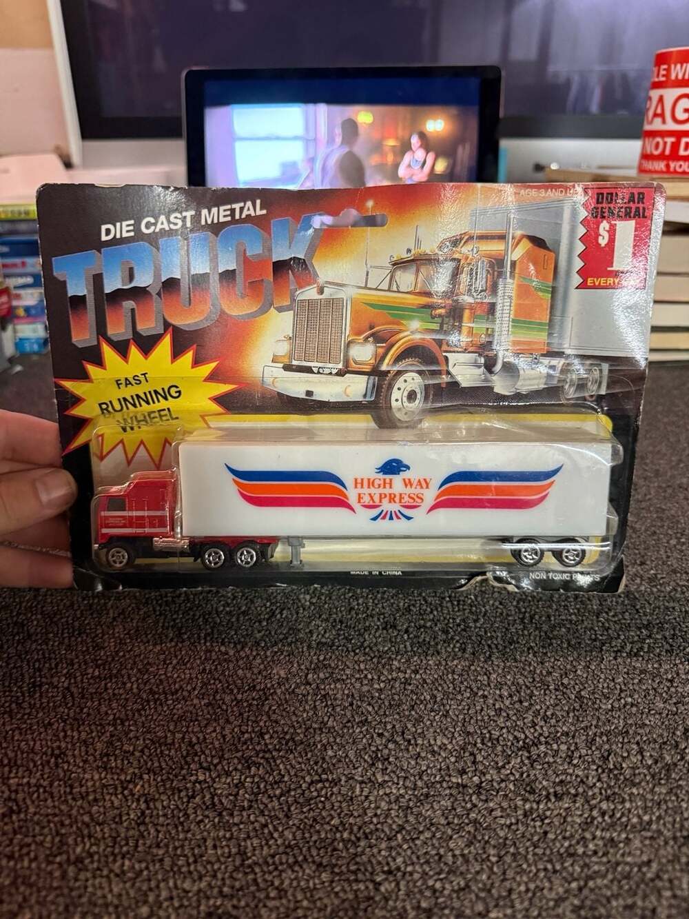 Vintage Die Cast Metal Truck Highway Express Semi Tractor Trailer Dollar General
